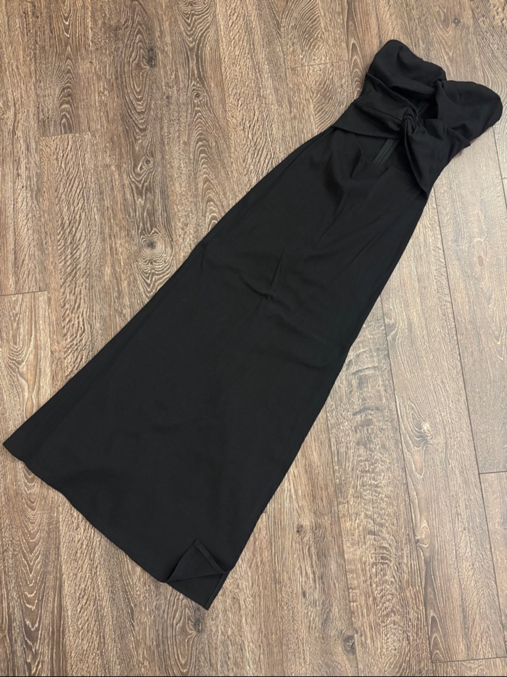 Black Strapless Dress with Front Twist Detail